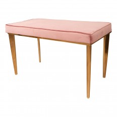 Petite bench with oval brass feet and upholstered seat 